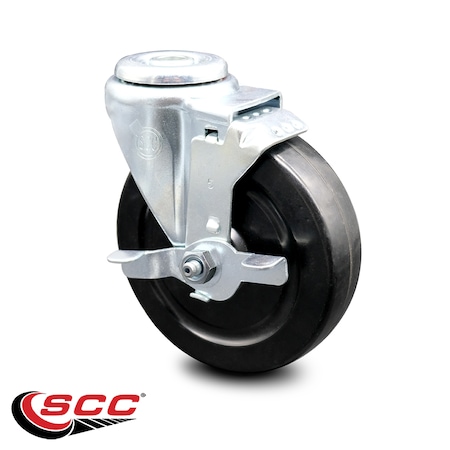 Service Caster 5 Inch Hard Rubber Wheel Swivel Bolt Hole Caster with Brake SCC-BH20S514-HRS-TLB